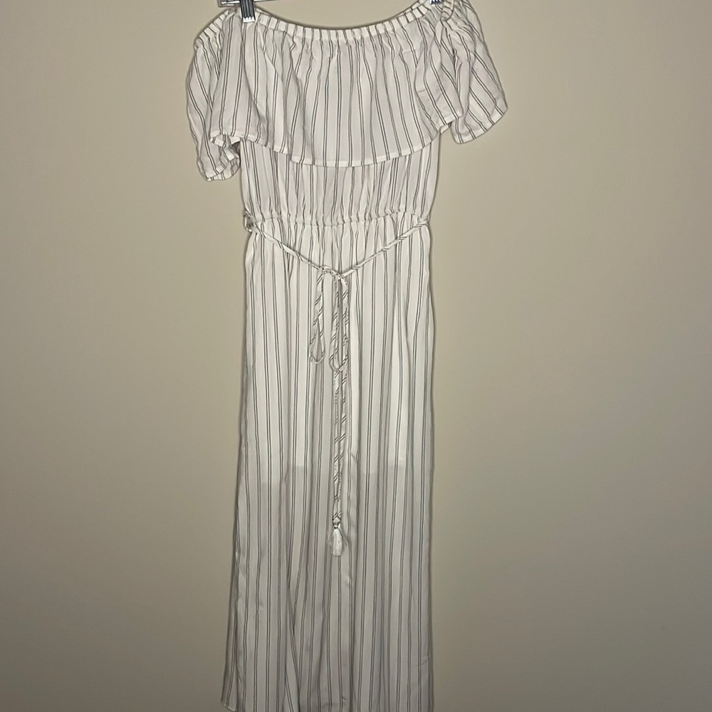 Off the shoulder belted dress